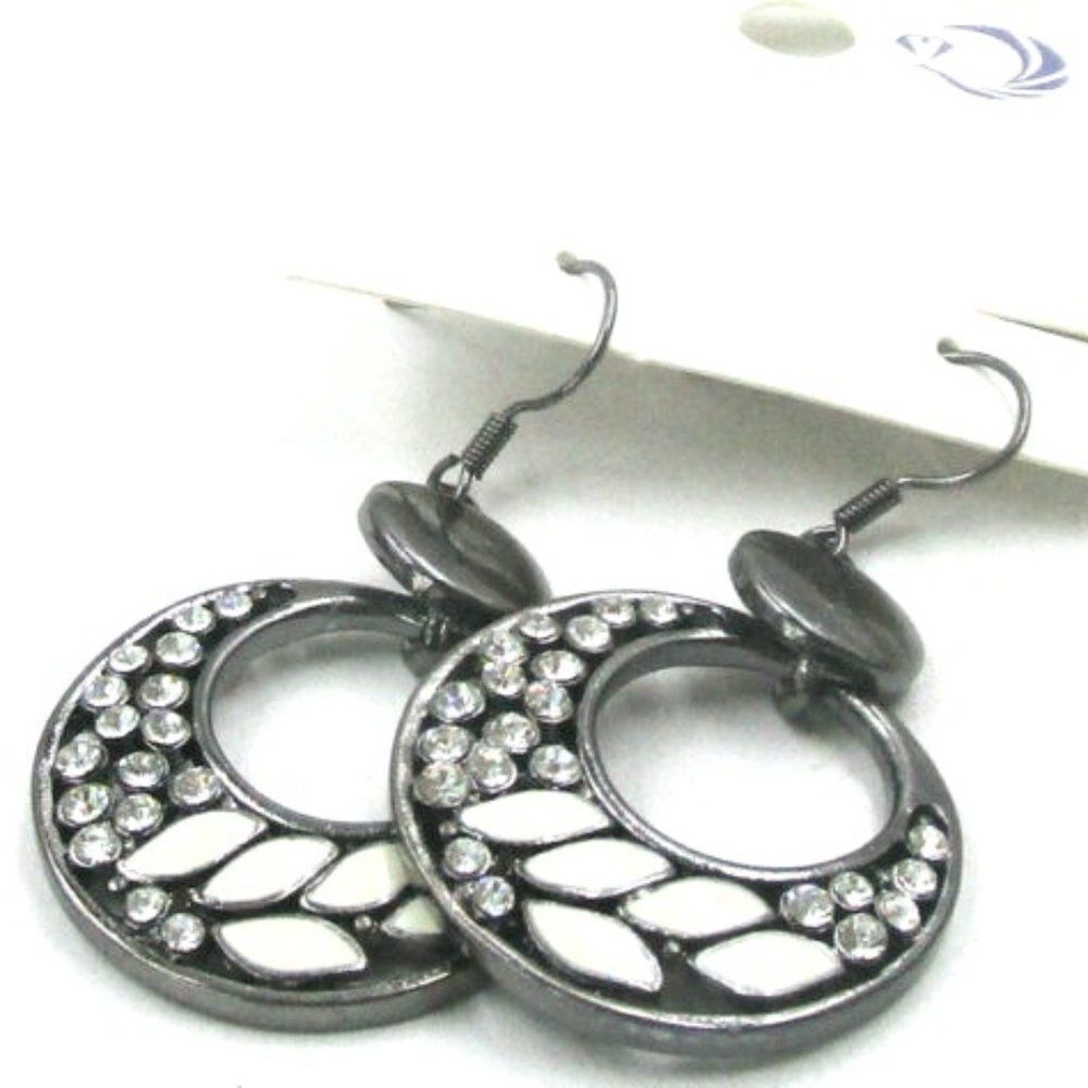 Womens Stylish Rhinestone Enamel Earrings